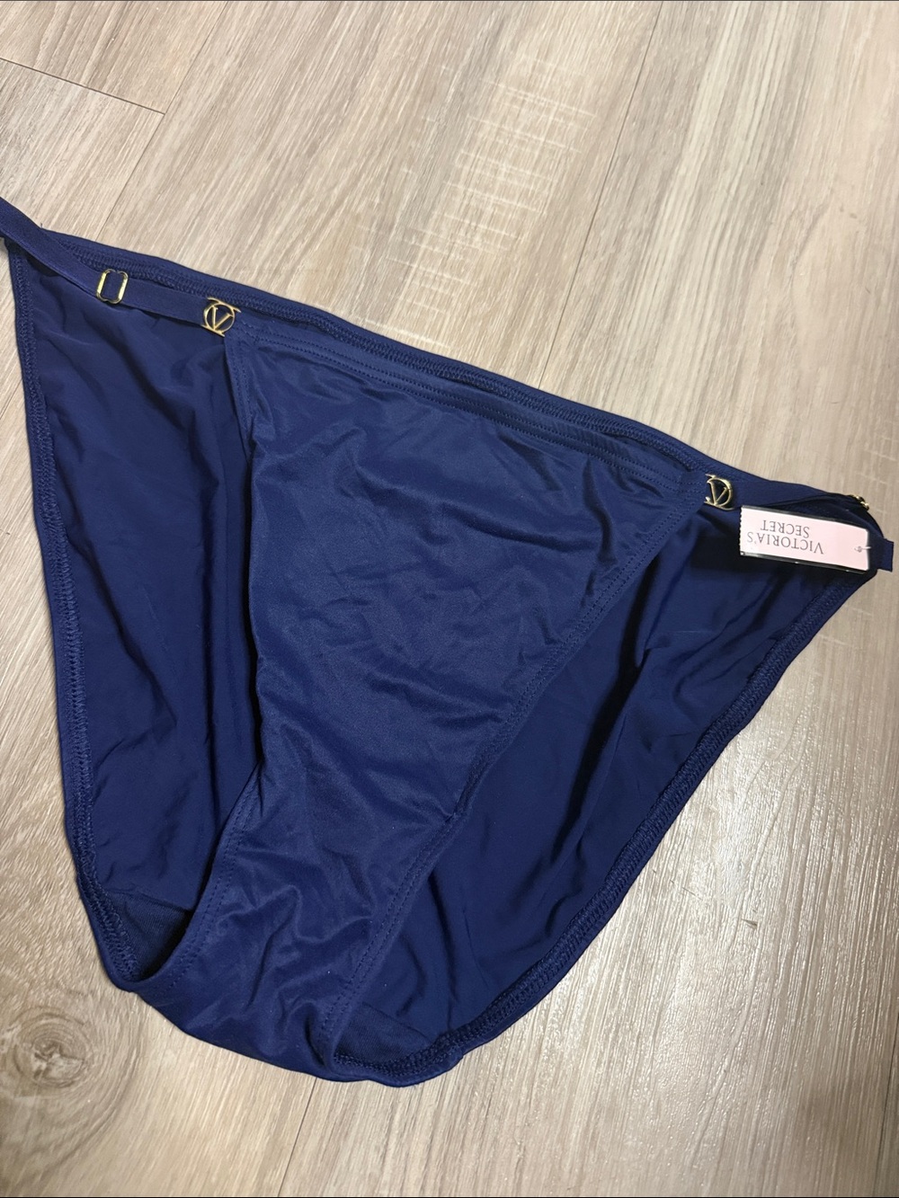 Victoria's Secret Navy Blue Bikini Bottom with Gold Accents